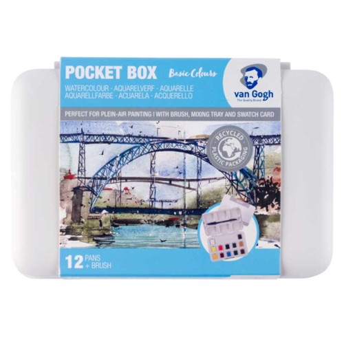 Farby akwarelowe Van Gogh zestaw Pocket Box 12 kostek Talens - Basic Colours