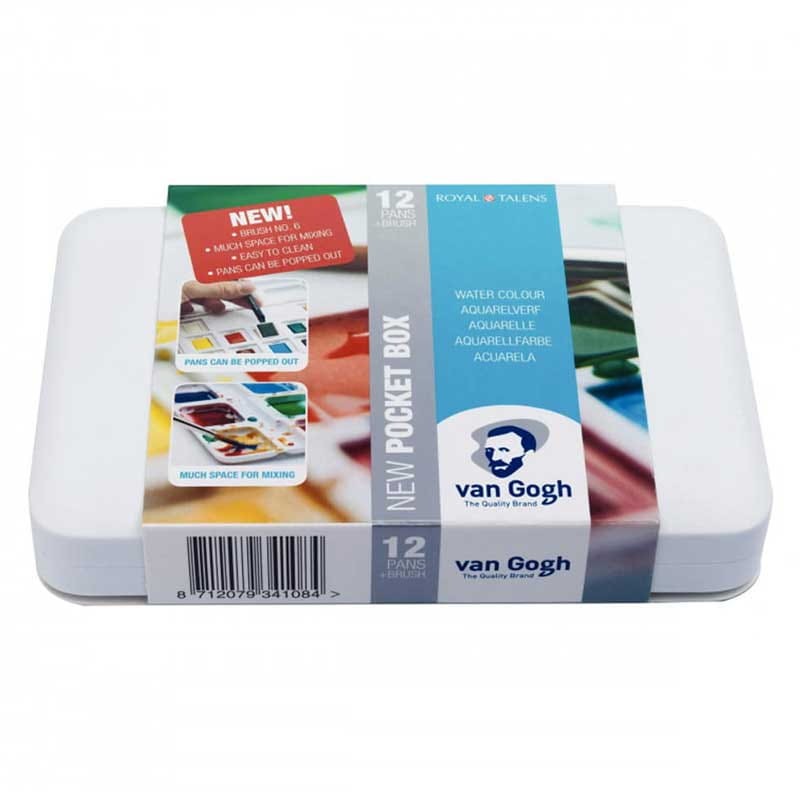 Farby akwarelowe Van Gogh zestaw Pocket Box 12 kostek Talens - Basic Colours