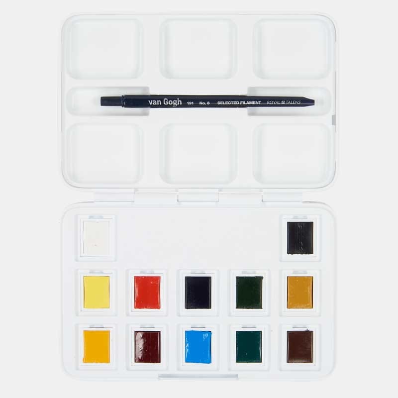 Farby akwarelowe Van Gogh zestaw Pocket Box 12 kostek Talens - Basic Colours