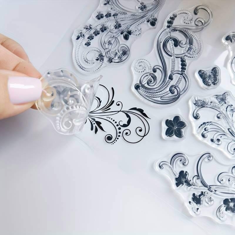 Stemple silikonowe transparentne Viva  Bird & flowers 8 szt-03