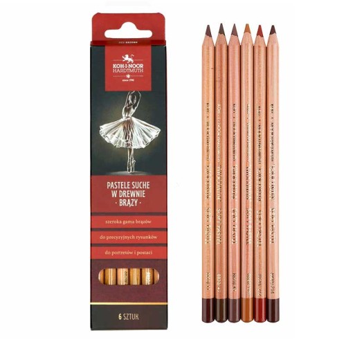 Pastele suche w drewnie Koh-I-Noor Gioconda zestaw 6 szt. brązy