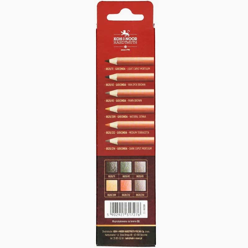 Pastele suche w drewnie Koh-I-Noor zestaw 6 szt. brązy 03