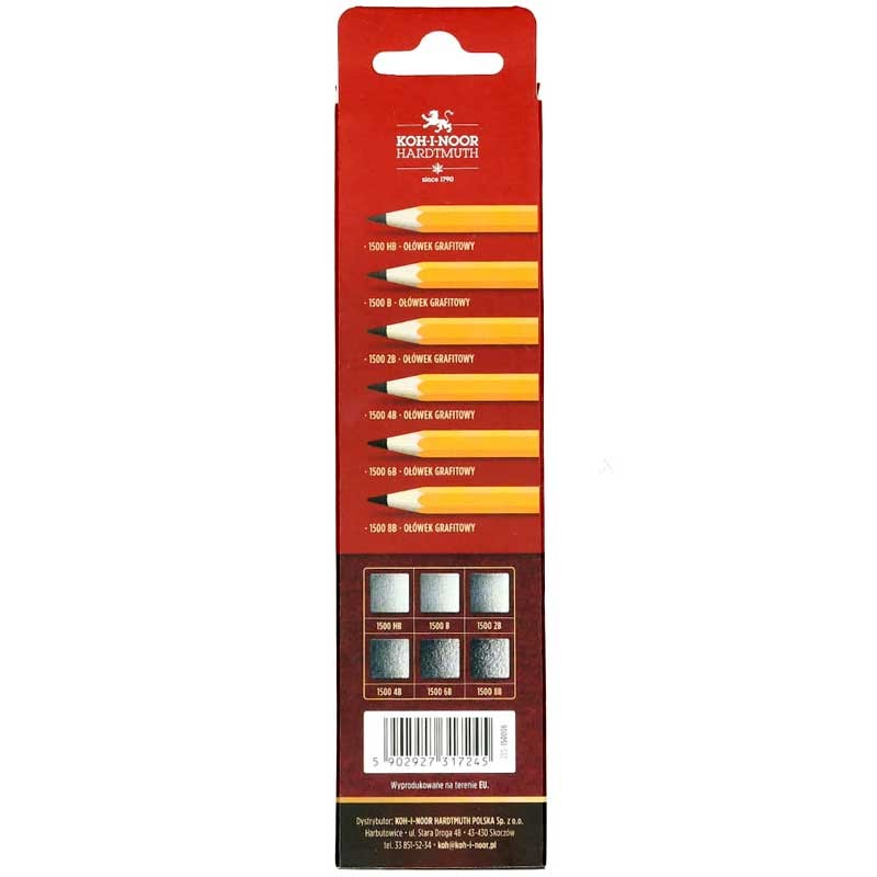 Ołówki Koh-I-Noor 1500 zestaw 6 szt. HB-8B 02