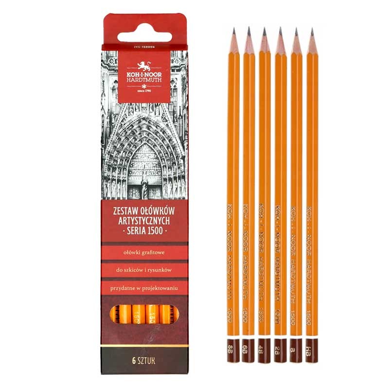 Ołówki Koh-I-Noor 1500 zestaw 6 szt. HB-8B 01
