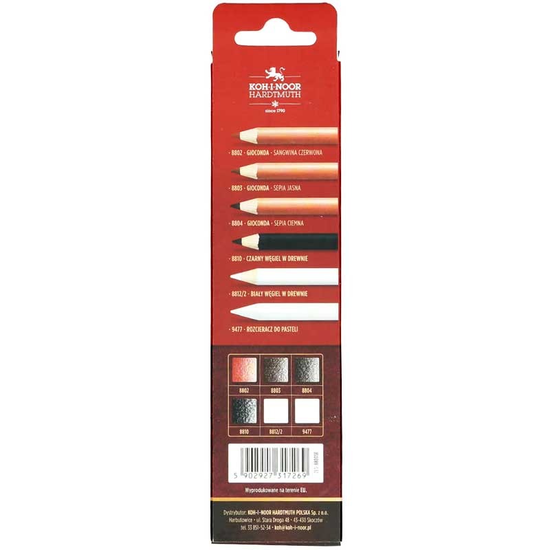 Zestaw do rysunku Koh-I-Noor 6 szt. pastele i węgle 02