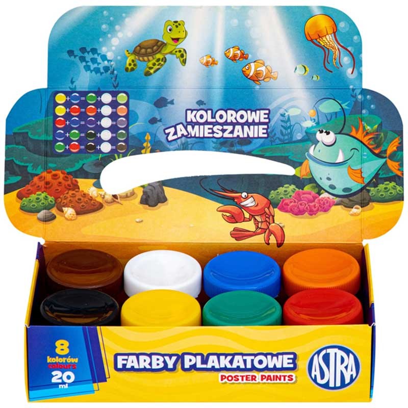 Farby plakatowe Astra standard box zestaw 8 x 20 ml 02