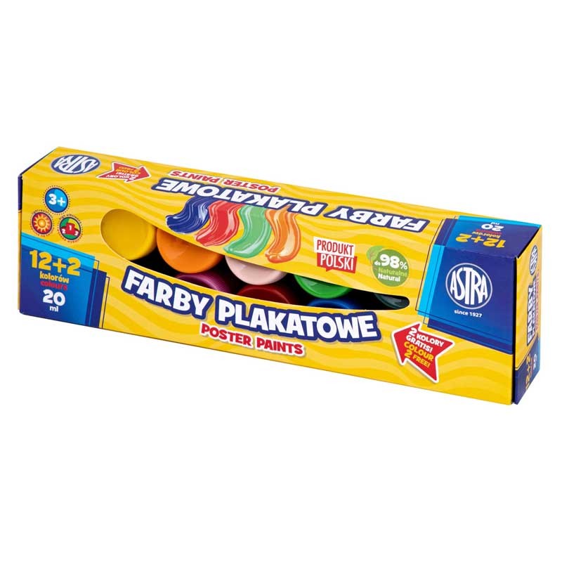 Farby plakatowe Astra zestaw 12 + 1 x 20 ml 01