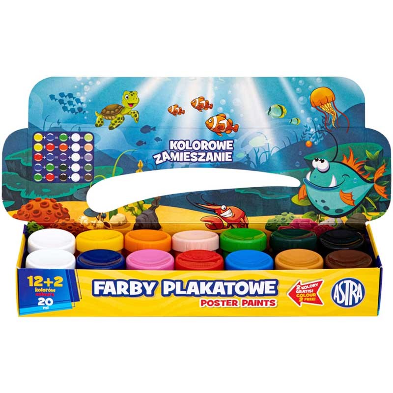 Farby plakatowe Astra zestaw 12 + 1 x 20 ml 02