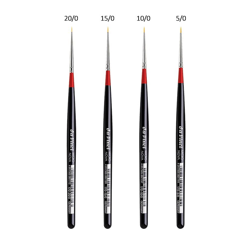 Pędzle syntetyczne da Vinci Micro-Nova zestaw 4 szt., okrągłe.01