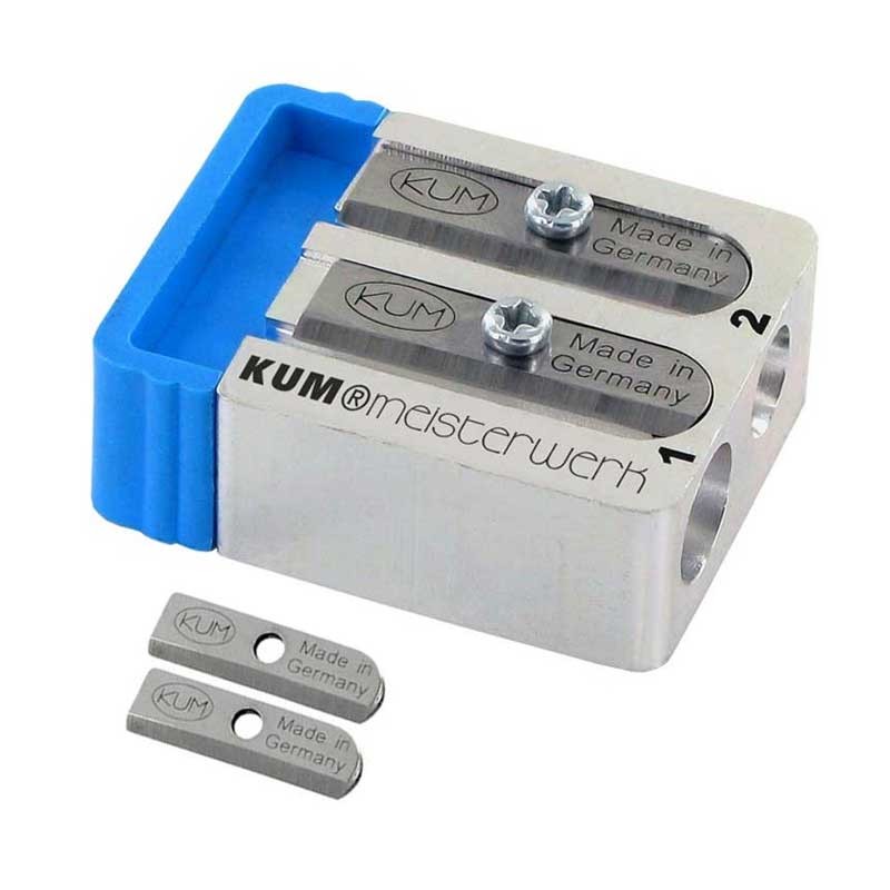 Temperówka do długiego szpicu KUM Meisterwerk w etui + ostrza wymienne 01