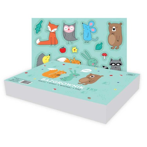 Blok rysunkowy bazgrownik biały Interdruk Bebe Kids Pastel 1 kg z naklejkami - A4, 80 g, 100 ark.