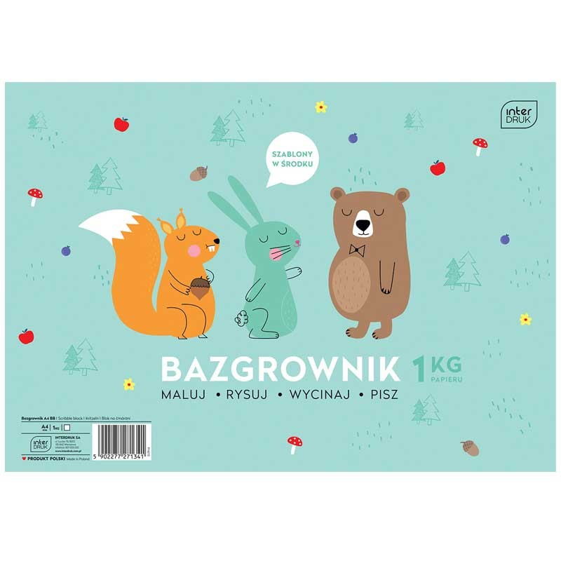 Blok rysunkowy bazgrownik biały Interdruk Bebe Kids Pastel 1 kg z naklejkami - A4, 80 g, 100 ark.