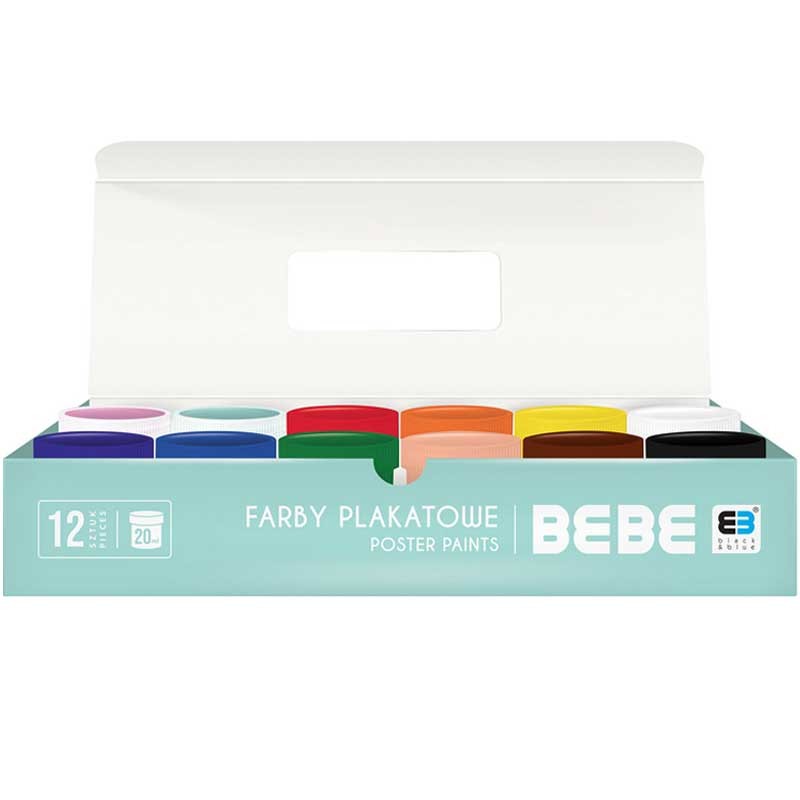 Farby plakatowe Interdruk BEBE Kids 12 kolorów x 20 ml 03