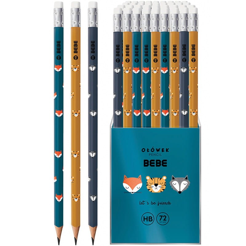 Ołówek z gumką Interdruk BEBE Friends ciemny HB 02