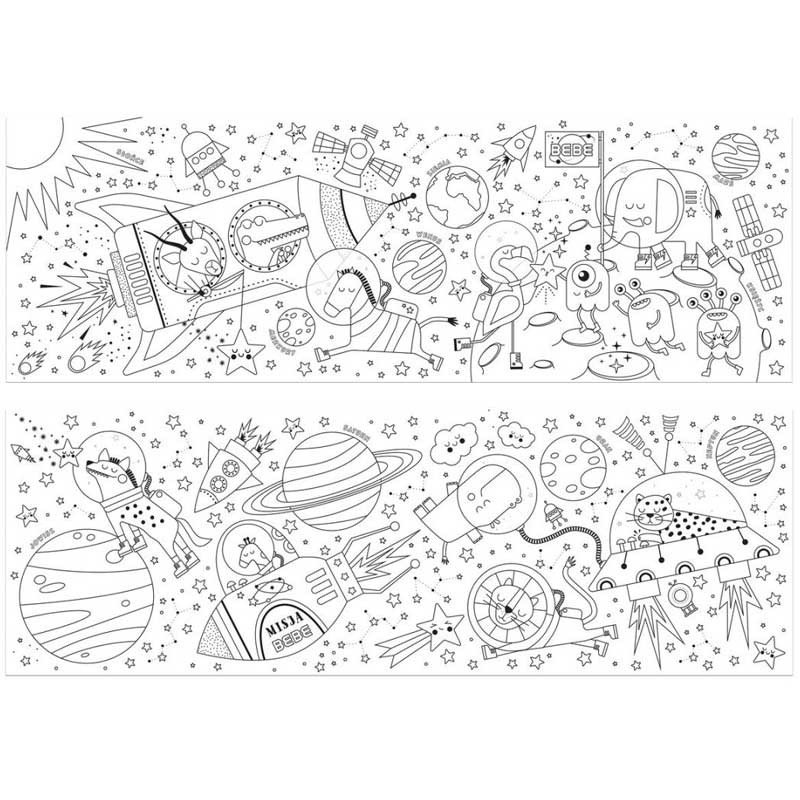 Kolorowanka z naklejkami Interdruk BEBE 86 x 29 cm 2 szt. Kosmos 02