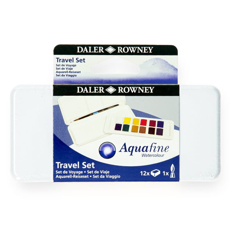 Farby akwarelowe Travel Set Aquafine Daler-Rowney - 12 kolorów + pędzel 01