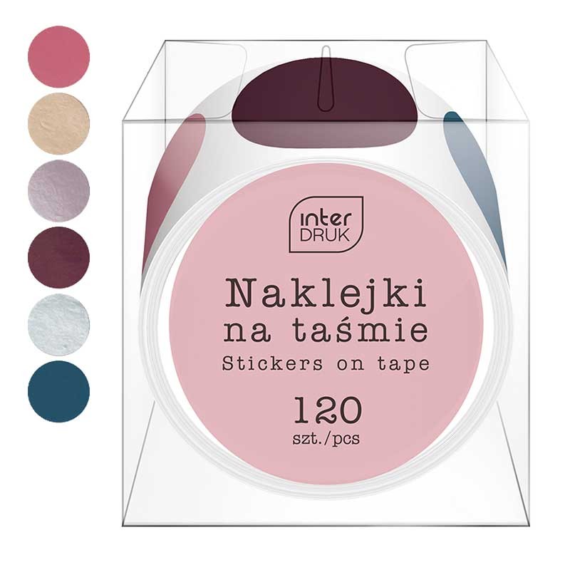 Naklejki na rolce Interdruk 120 szt. Glam metaliczne kolorowe 01