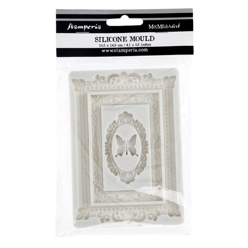 Foremka silikonowa Stamperia A6 - ramki i motyl 01