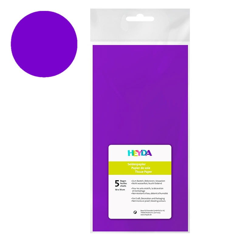 Bibuła gładka Heyda 50 x 70 cm 5 szt. fioletowa 01