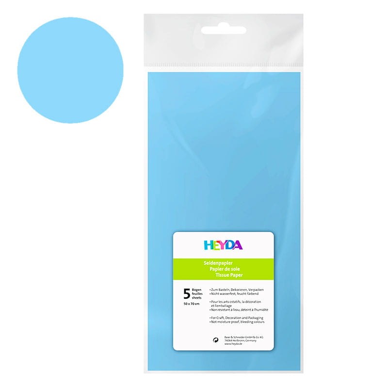 Bibuła gładka Heyda 50 x 70 cm 5 szt. niebieska 01