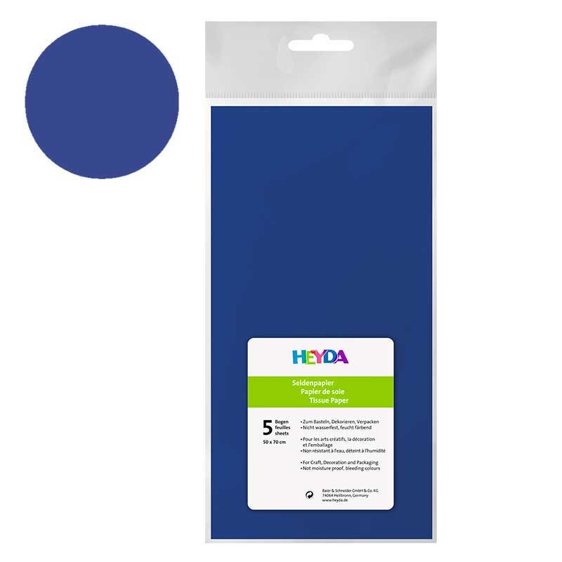 Bibuła gładka Heyda 50 x 70 cm 5 szt. granatowa 01