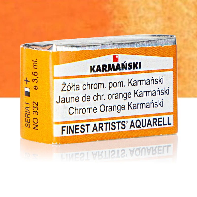 Farba akwarelowa Karmański kostka S1 - 332 Żółta Chromowa Pomarańczowa-02