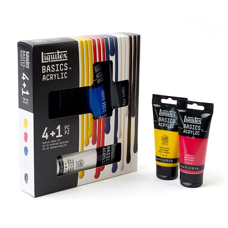 Farby akrylowe Liquitex Basics zestaw 4 x 75 ml + biała 118 ml