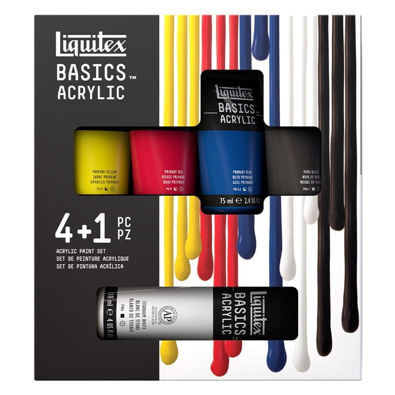 Farby akrylowe Liquitex Basics zestaw 4 x 75 ml + biała 118 ml