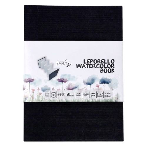 Blok harmonijka do akwareli SMLT Leporello watercolor book - 105 x 148 mm, 300g, 8 ark., 100% bawełny