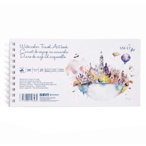 Blok do akwareli na spirali SMLT Travel Art Book Watercolor - 15 x 28 cm, 260g, 25 ark.