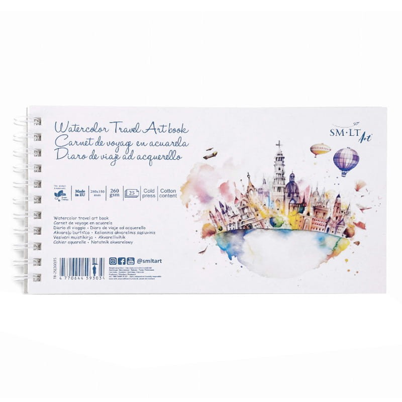 Blok do akwareli na spirali SMLT Travel Art Book Watercolor - 15 x 28 cm, 260g, 25 ark. 01