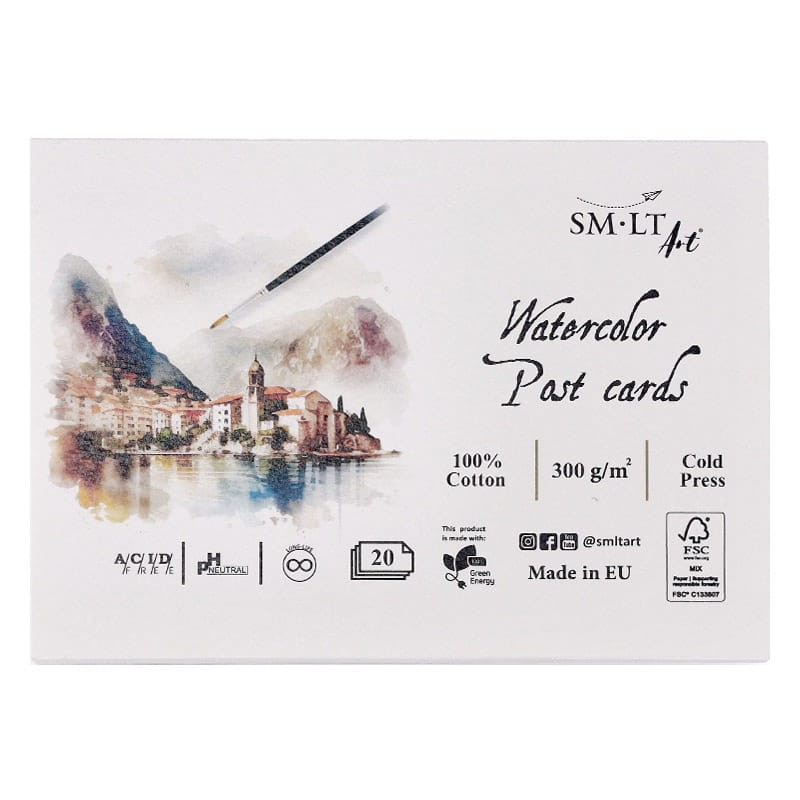 Blok do akwareli pocztówka SMLT Watercolor Postcards - A6, 300 g, 20 ark.  01