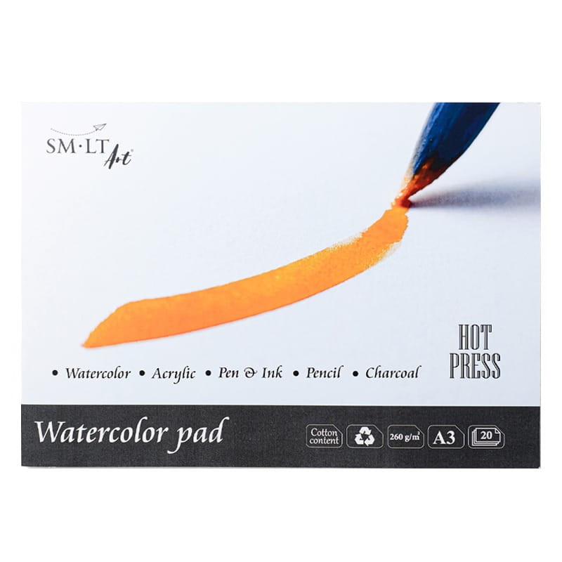 Blok do akwareli SMLT Watercolor Hot Press - A3, 260g, 20 ark. 01