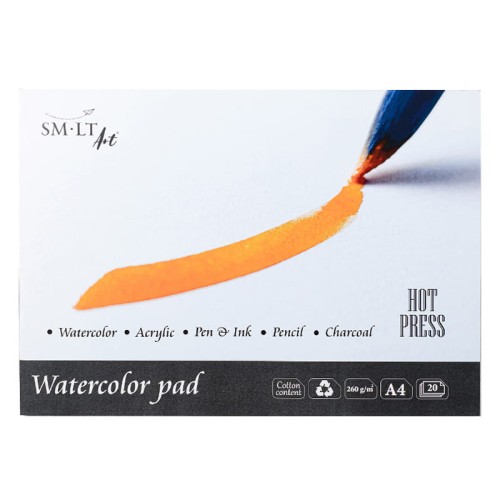 Blok do akwareli SMLT Watercolor Hot Press - A4, 260g, 20 ark.
