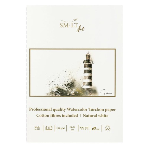 Szkicownik szyty do akwareli SMLT Professional Art Watercolor Torchon  - 20 x 28 cm, 250g, 10 ark.