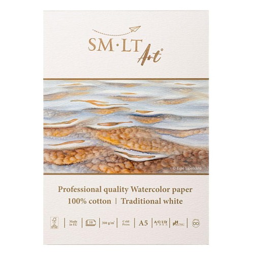 Blok do akwareli SMLT Professional Art Watercolor - A5, 300g, 10 ark., 100% bawełny