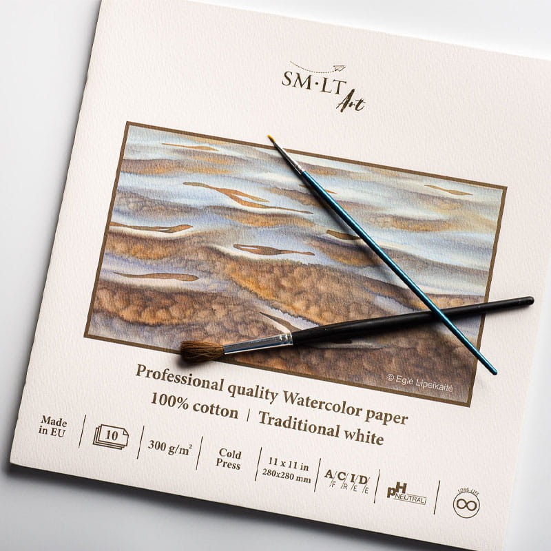 Blok do akwareli SMLT Professional Art Watercolor - 28 x 28 cm, 300g, 10 ark., 100% bawełny 02