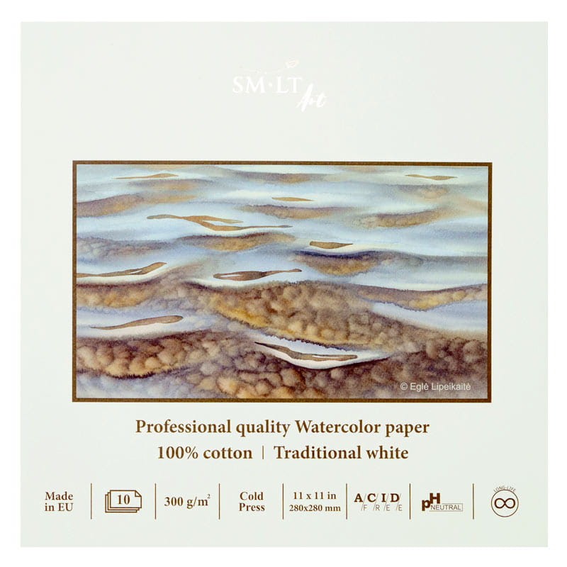 Blok do akwareli SMLT Professional Art Watercolor - 28 x 28 cm, 300g, 10 ark., 100% bawełny 01
