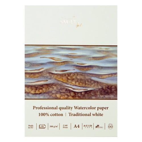 Blok do akwareli SMLT Professional Art Watercolor - A4, 300g, 10 ark., 100% bawełny
