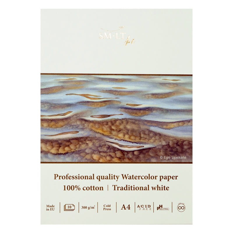 Blok do akwareli SMLT Professional Art Watercolor - A4, 300g, 10 ark., 100% bawełny 01