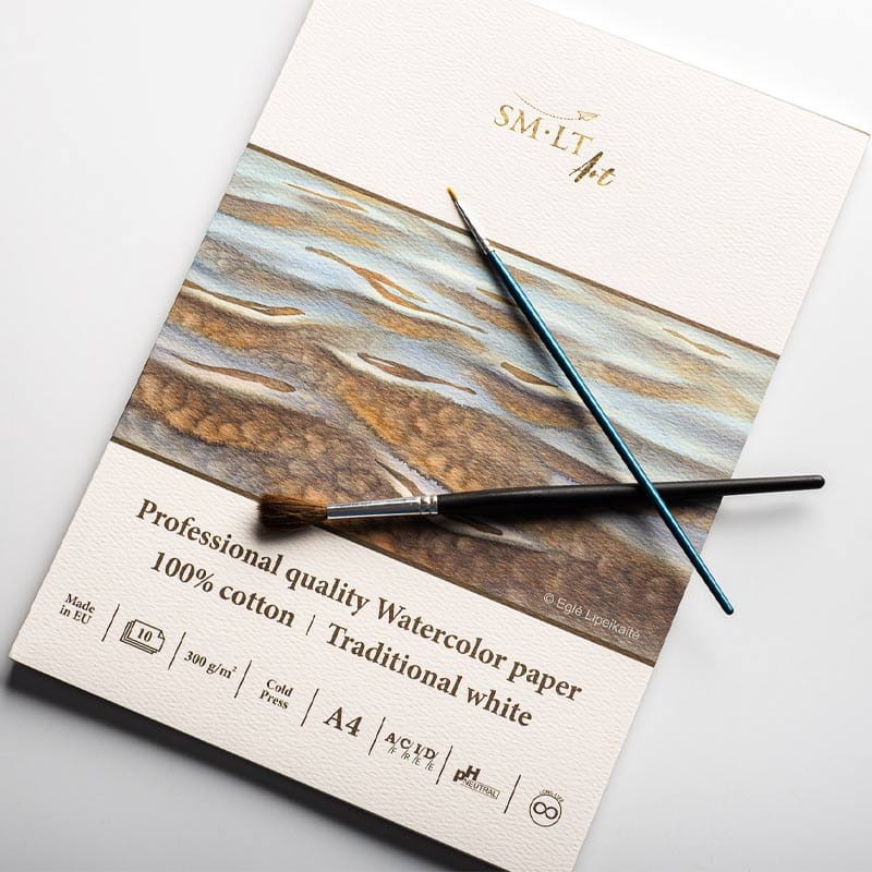 Blok do akwareli SMLT Professional Art Watercolor - A4, 300g, 10 ark., 100% bawełny 02