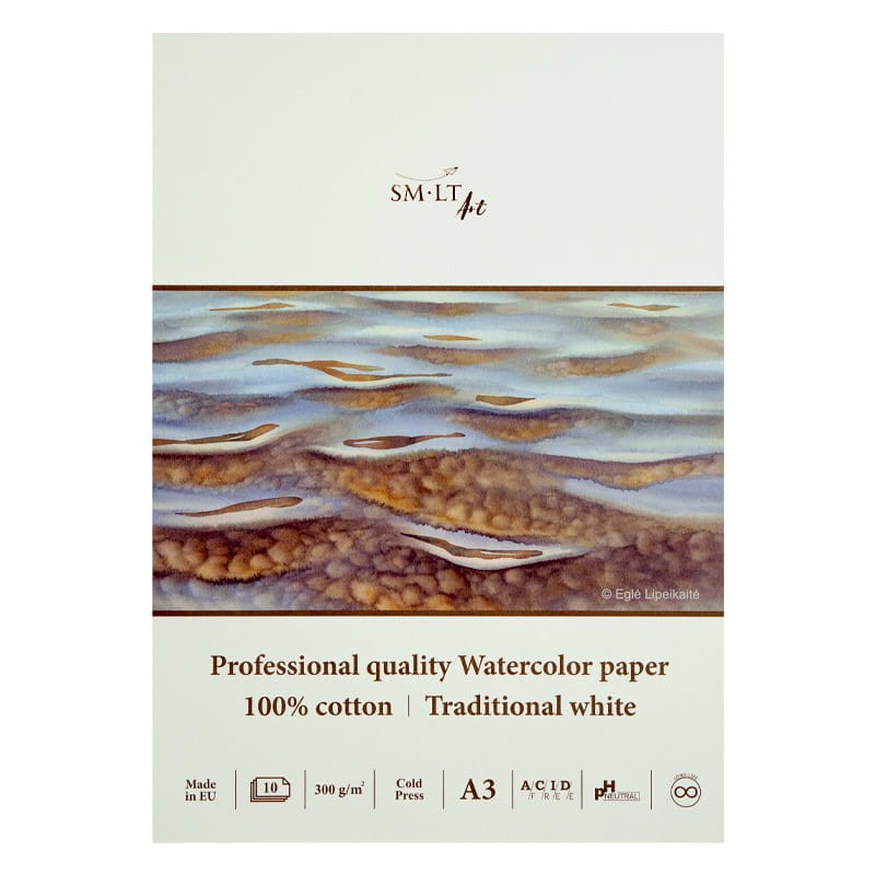 Blok do akwareli SMLT Professional Art Watercolor - A3, 300g, 10 ark., 100% bawełny 01