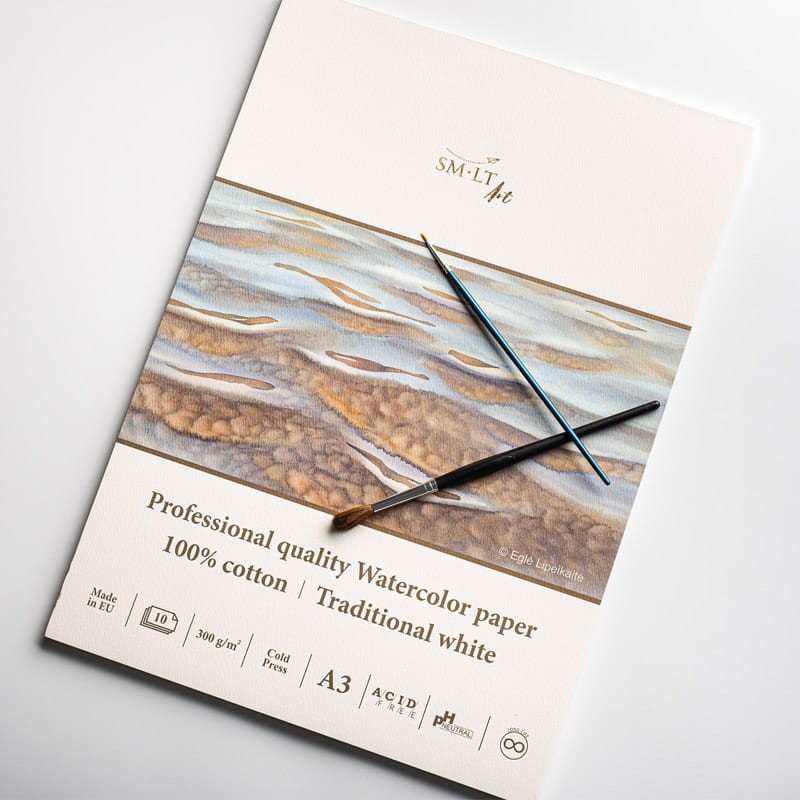 Blok do akwareli SMLT Professional Art Watercolor - A3, 300g, 10 ark., 100% bawełny 02
