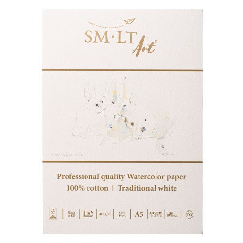 Blok do akwareli SMLT Professional Art Watercolor - A5, 400g, 10 ark., 100% bawełny