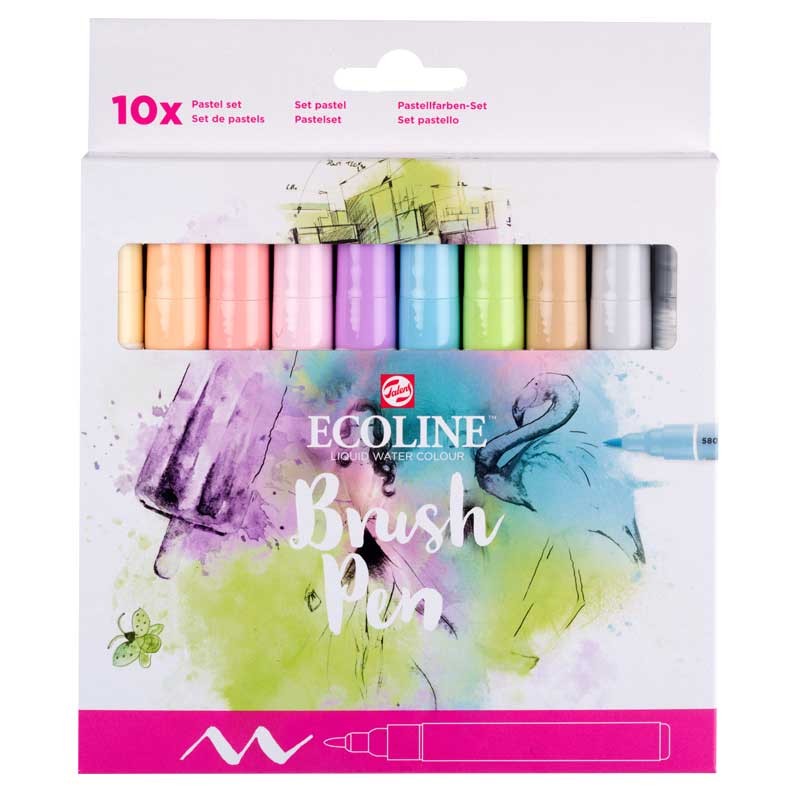 Markery Ecoline Brush Pen zestaw 10 szt. Pastel 01