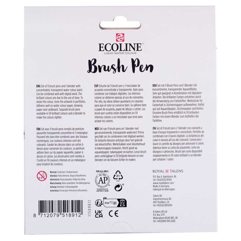 Markery Ecoline Brush Pen zestaw 10 szt. Pastel 08