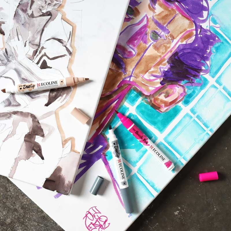 Markery Ecoline Brush Pen zestaw 10 szt. Pastel 06