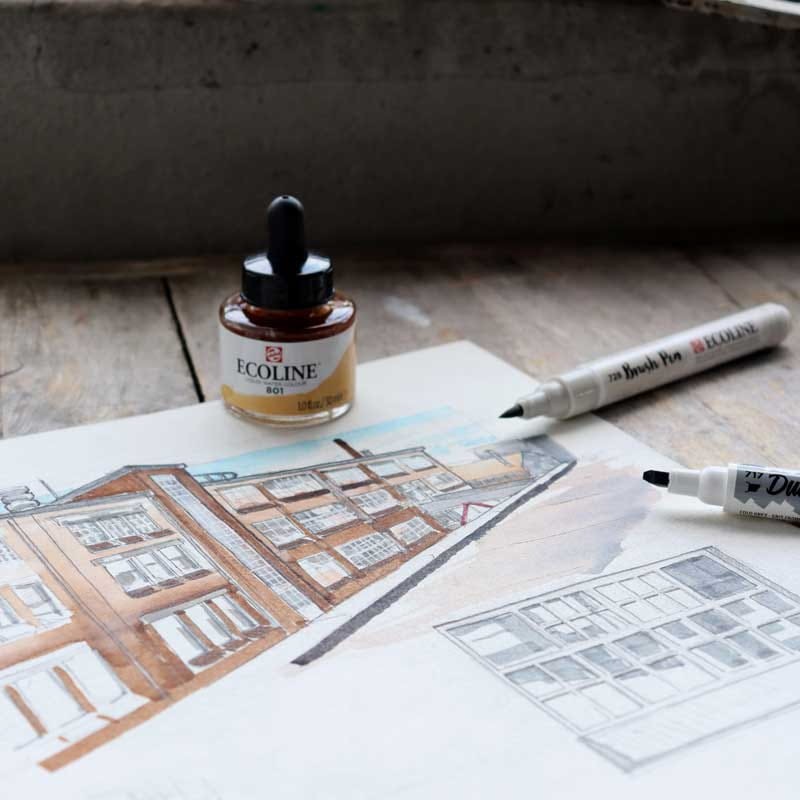 Markery Ecoline Brush Pen zestaw 10 szt. Pastel 07