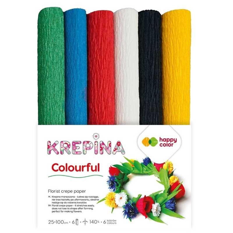 Krepina marszczona MIX Colorfu 6 rolek Happy Color 01