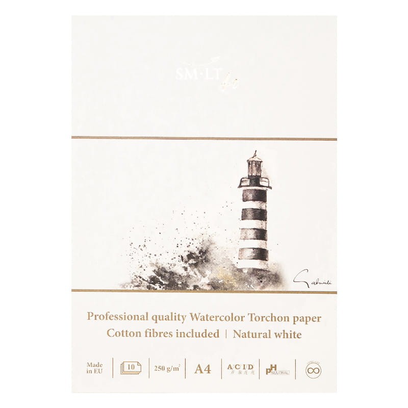 Blok do akwareli SMLT Professional Art Watercolor Torchon - A4, 250g, 10 ark. 01